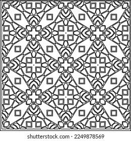 Stylish texture with figures from lines.
Abstract geometric black and white pattern for web page, textures, card, poster, fabric, textile. Monochrome graphic repeating design. 