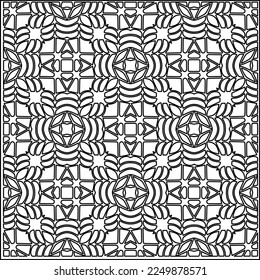 Stylish texture with figures from lines.
Abstract geometric black and white pattern for web page, textures, card, poster, fabric, textile. Monochrome graphic repeating design. 