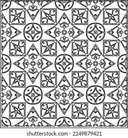 Stylish texture with figures from lines.
Abstract geometric black and white pattern for web page, textures, card, poster, fabric, textile. Monochrome graphic repeating design. 