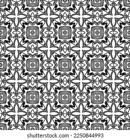 Stylish texture with figures from lines.
Abstract geometric black and white pattern for web page, textures, card, poster, fabric, textile. Monochrome graphic repeating design. 