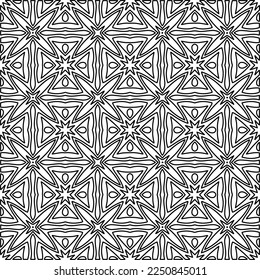 Stylish texture with figures from lines.
Abstract geometric black and white pattern for web page, textures, card, poster, fabric, textile. Monochrome graphic repeating design. 
