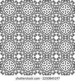 Stylish texture with figures from lines.
Abstract geometric black and white pattern for web page, textures, card, poster, fabric, textile. Monochrome graphic repeating design. 