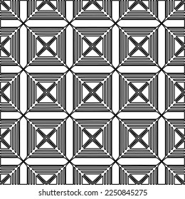 Stylish texture with figures from lines.
Abstract geometric black and white pattern for web page, textures, card, poster, fabric, textile. Monochrome graphic repeating design. 