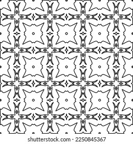 Stylish texture with figures from lines.
Abstract geometric black and white pattern for web page, textures, card, poster, fabric, textile. Monochrome graphic repeating design. 