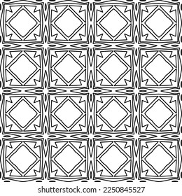 Stylish texture with figures from lines.
Abstract geometric black and white pattern for web page, textures, card, poster, fabric, textile. Monochrome graphic repeating design. 