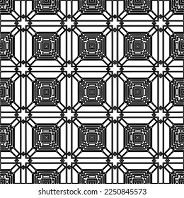 Stylish texture with figures from lines.
Abstract geometric black and white pattern for web page, textures, card, poster, fabric, textile. Monochrome graphic repeating design. 