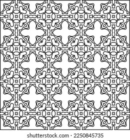 Stylish texture with figures from lines.
Abstract geometric black and white pattern for web page, textures, card, poster, fabric, textile. Monochrome graphic repeating design. 