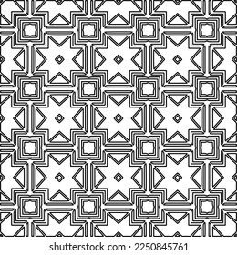 Stylish texture with figures from lines.
Abstract geometric black and white pattern for web page, textures, card, poster, fabric, textile. Monochrome graphic repeating design. 