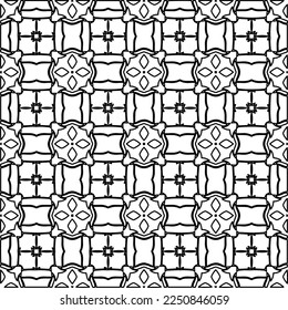 Stylish texture with figures from lines.
Abstract geometric black and white pattern for web page, textures, card, poster, fabric, textile. Monochrome graphic repeating design. 
