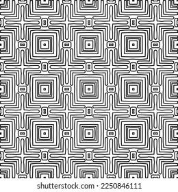 Stylish texture with figures from lines.
Abstract geometric black and white pattern for web page, textures, card, poster, fabric, textile. Monochrome graphic repeating design. 