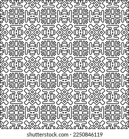 Stylish texture with figures from lines.
Abstract geometric black and white pattern for web page, textures, card, poster, fabric, textile. Monochrome graphic repeating design. 