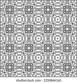 Stylish texture with figures from lines.
Abstract geometric black and white pattern for web page, textures, card, poster, fabric, textile. Monochrome graphic repeating design. 