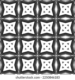 Stylish texture with figures from lines.
Abstract geometric black and white pattern for web page, textures, card, poster, fabric, textile. Monochrome graphic repeating design. 