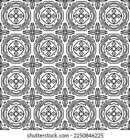 Stylish texture with figures from lines.
Abstract geometric black and white pattern for web page, textures, card, poster, fabric, textile. Monochrome graphic repeating design. 