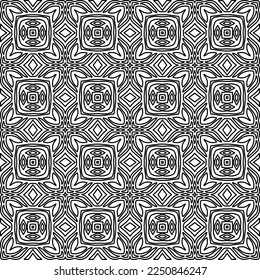 Stylish texture with figures from lines.
Abstract geometric black and white pattern for web page, textures, card, poster, fabric, textile. Monochrome graphic repeating design. 