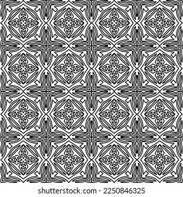 Stylish texture with figures from lines.
Abstract geometric black and white pattern for web page, textures, card, poster, fabric, textile. Monochrome graphic repeating design. 