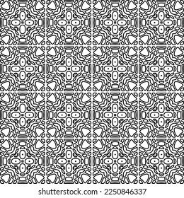 Stylish texture with figures from lines.
Abstract geometric black and white pattern for web page, textures, card, poster, fabric, textile. Monochrome graphic repeating design. 