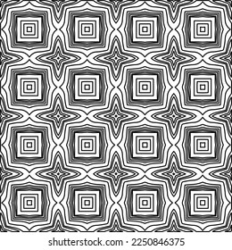 Stylish texture with figures from lines.
Abstract geometric black and white pattern for web page, textures, card, poster, fabric, textile. Monochrome graphic repeating design. 