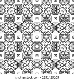 Stylish texture with figures from lines.
Abstract geometric black and white pattern for web page, textures, card, poster, fabric, textile. Monochrome graphic repeating design. 