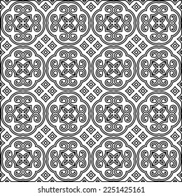 Stylish texture with figures from lines.
Abstract geometric black and white pattern for web page, textures, card, poster, fabric, textile. Monochrome graphic repeating design. 