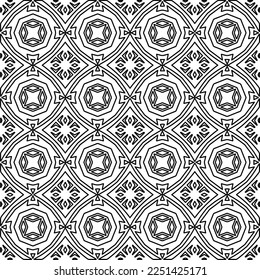 Stylish texture with figures from lines.
Abstract geometric black and white pattern for web page, textures, card, poster, fabric, textile. Monochrome graphic repeating design. 