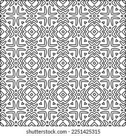 Stilvolle Textur mit Figuren aus Linien.
Abstraktes geometrisches Schwarz-Weiß-Muster für Webseiten, Texturen, Karten, Plakate, Gewebe, Textilien. Monochrome grafische Wiederholungsdesign. 