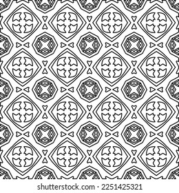 Stylish texture with figures from lines.
Abstract geometric black and white pattern for web page, textures, card, poster, fabric, textile. Monochrome graphic repeating design. 