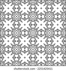 Stylish texture with figures from lines.
Abstract geometric black and white pattern for web page, textures, card, poster, fabric, textile. Monochrome graphic repeating design. 