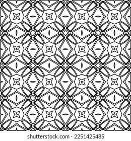 Stylish texture with figures from lines.
Abstract geometric black and white pattern for web page, textures, card, poster, fabric, textile. Monochrome graphic repeating design. 