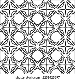 Stylish texture with figures from lines.
Abstract geometric black and white pattern for web page, textures, card, poster, fabric, textile. Monochrome graphic repeating design. 