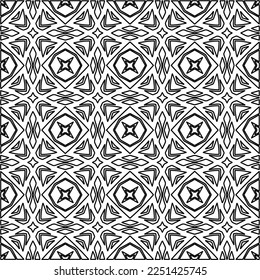 Stilvolle Textur mit Figuren aus Linien.
Abstraktes geometrisches Schwarz-Weiß-Muster für Webseiten, Texturen, Karten, Plakate, Gewebe, Textilien. Monochrome grafische Wiederholungsdesign. 