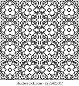 Stylish texture with figures from lines.
Abstract geometric black and white pattern for web page, textures, card, poster, fabric, textile. Monochrome graphic repeating design. 