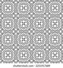Stylish texture with figures from lines.
Abstract geometric black and white pattern for web page, textures, card, poster, fabric, textile. Monochrome graphic repeating design. 