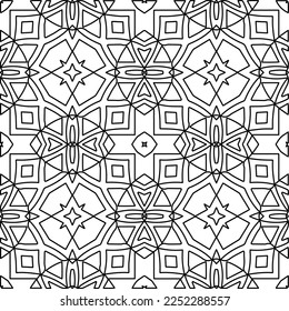 Stylish texture with figures from lines.
Abstract geometric black and white pattern for web page, textures, card, poster, fabric, textile. Monochrome graphic repeating design. 