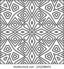 Stylish texture with figures from lines.
Abstract geometric black and white pattern for web page, textures, card, poster, fabric, textile. Monochrome graphic repeating design. 