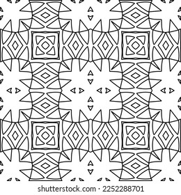 Stylish texture with figures from lines.
Abstract geometric black and white pattern for web page, textures, card, poster, fabric, textile. Monochrome graphic repeating design. 