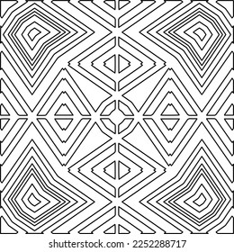 Stylish texture with figures from lines.
Abstract geometric black and white pattern for web page, textures, card, poster, fabric, textile. Monochrome graphic repeating design. 
