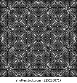 Stylish texture with figures from lines.
Abstract geometric black and white pattern for web page, textures, card, poster, fabric, textile. Monochrome graphic repeating design. 
