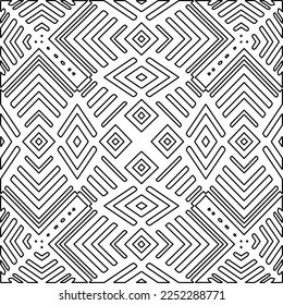 Stylish texture with figures from lines.
Abstract geometric black and white pattern for web page, textures, card, poster, fabric, textile. Monochrome graphic repeating design. 