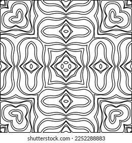 Stylish texture with figures from lines.
Abstract geometric black and white pattern for web page, textures, card, poster, fabric, textile. Monochrome graphic repeating design. 