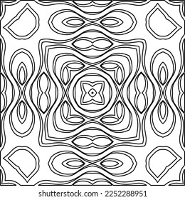 Stylish texture with figures from lines.
Abstract geometric black and white pattern for web page, textures, card, poster, fabric, textile. Monochrome graphic repeating design. 