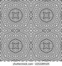 Stylish texture with figures from lines.
Abstract geometric black and white pattern for web page, textures, card, poster, fabric, textile. Monochrome graphic repeating design. 