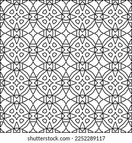 Stylish texture with figures from lines.
Abstract geometric black and white pattern for web page, textures, card, poster, fabric, textile. Monochrome graphic repeating design. 