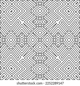 Stylish texture with figures from lines.
Abstract geometric black and white pattern for web page, textures, card, poster, fabric, textile. Monochrome graphic repeating design. 