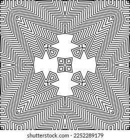 Stylish texture with figures from lines.
Abstract geometric black and white pattern for web page, textures, card, poster, fabric, textile. Monochrome graphic repeating design. 