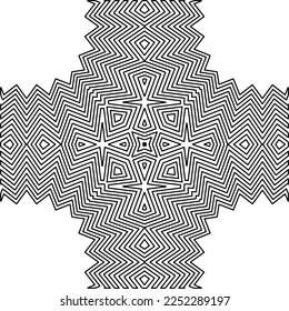 Stylish texture with figures from lines.
Abstract geometric black and white pattern for web page, textures, card, poster, fabric, textile. Monochrome graphic repeating design. 