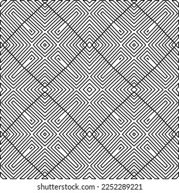 Textura elegante con figuras de líneas.
Resumen de patrones geométricos en blanco y negro para página web, texturas, tarjeta, afiche, tela, textil. Diseño repetitivo gráfico monocromo. 