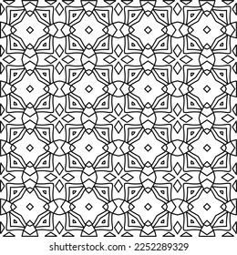 Stylish texture with figures from lines.
Abstract geometric black and white pattern for web page, textures, card, poster, fabric, textile. Monochrome graphic repeating design. 