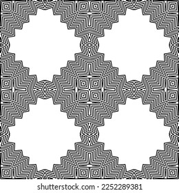 Stylish texture with figures from lines.
Abstract geometric black and white pattern for web page, textures, card, poster, fabric, textile. Monochrome graphic repeating design. 