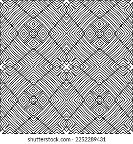 Textura elegante con figuras de líneas.
Resumen de patrones geométricos en blanco y negro para página web, texturas, tarjeta, afiche, tela, textil. Diseño repetitivo gráfico monocromo. 